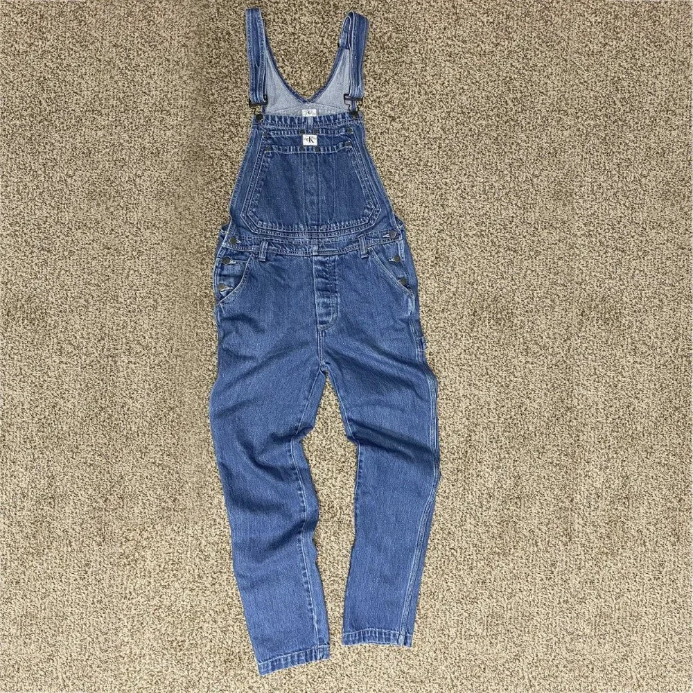 Calvin Klein Denim Overalls Pants tapered slim leg Size Small - Picture 4 of 12